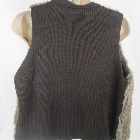 Fever Women Large Brown Faux Fur Sleeveless Vest - Picture 2 of 6